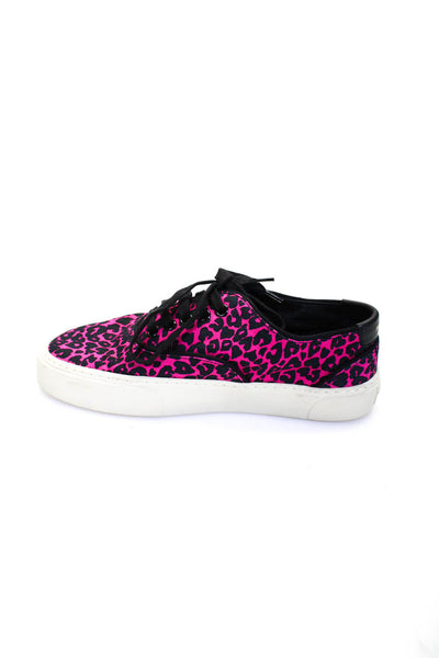 Saint Laurent Womens Lace Up Leopard Venice Low Top Sneakers Pink Black 36.5