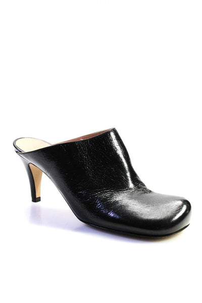 Bottega Veneta Womens Square Toe Stiletto Mules Pumps Black Leather Size 38 8
