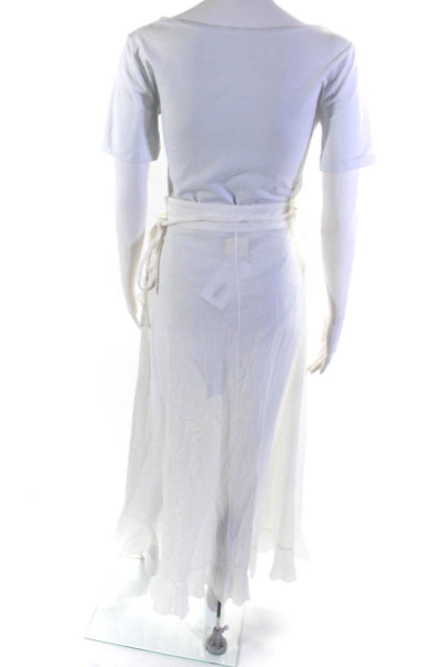 9 Seed Women's Cotton Ruffle Trim Swimwear Coverup White Size M/L