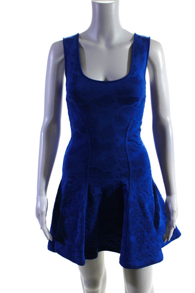 ZAC Zac Posen Womens Damask Floral Print Sleeveless Midi Dress Blue Size XS