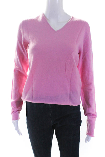 Lucien Pellat-Finet Womens Cashmere V Neck Jeweled Back Sweater Pink Size Medium