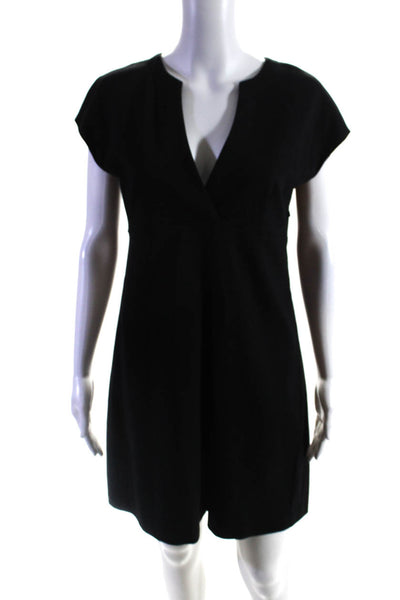 Cynthia Cynthia Steffe Womens V-Neck Cap Sleeve Zipped Midi Dress Black Size M