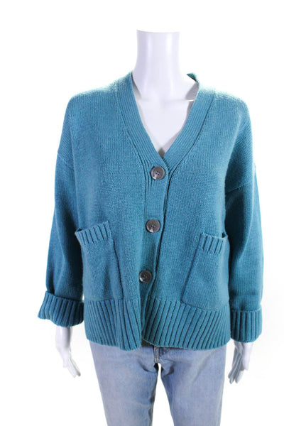 The Drop Womens Knit V-Neck Long Sleeve Cardigan Sweater Blue Size Medium