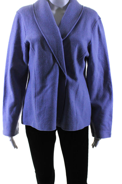 Eileen Fisher Women's Collar Long Sleeves Double Breast Jacket Blue Size M
