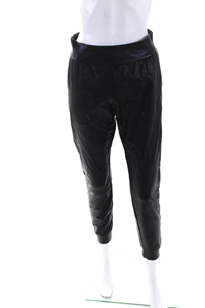 Commando Women's Pull-On Tapered Leg Faux Leather Jogger Pant Black Size XS
