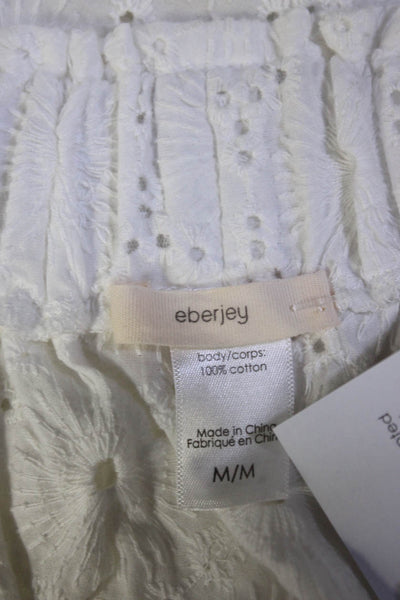 Eberjey Womens Cotton Eyelet Elastic Waist Cover Up Skirt White Size M