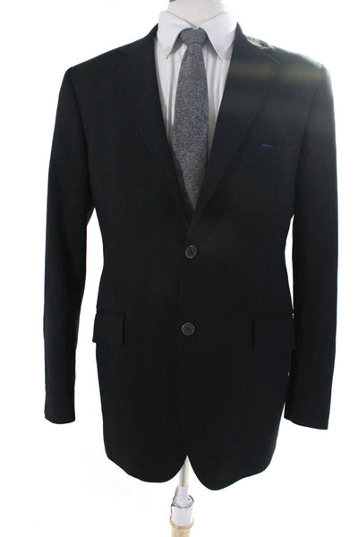 Ted Baker Mens Wool Striped Buttoned Collar Long Sleeve Blazer Black Size EUR42