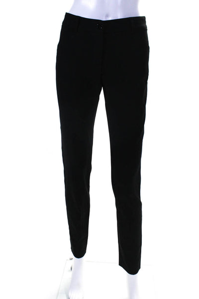 Dolce & Gabbana Womens Mid Rise Slim Leg Pleated Crepe Pants Black Size IT 38