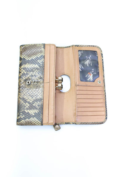 Ted Baker Womens Brown Snakeskin Print Leather Bi-Fold Long Wallet
