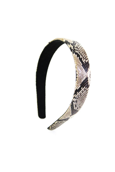 Designer Snake Skin Animal Print Textured Slip-On Headband Beige Size OS