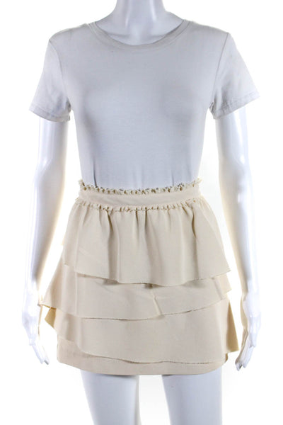The Letter Womens Tiered A Line Mini Skirt White Size Small