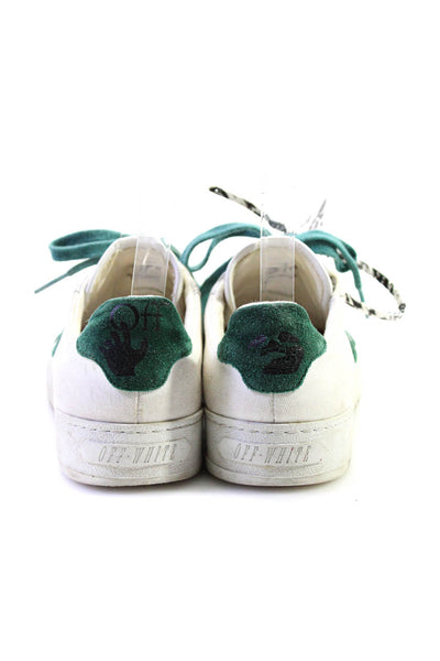 Off White Womens Lace Up Arrow X Logo Low Top Sneakers White Canvas Size 37