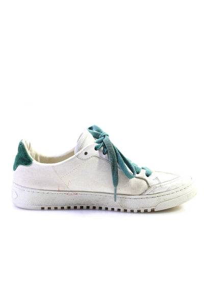 Off White Womens Lace Up Arrow X Logo Low Top Sneakers White Canvas Size 37