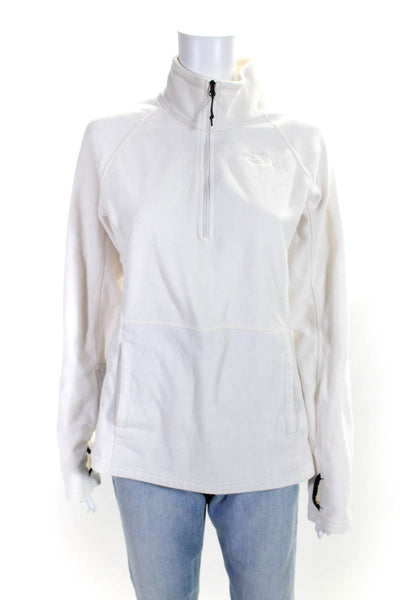 The North Face Womens Half Zip Long Sleeve Collared Pullover Jacket White Size M