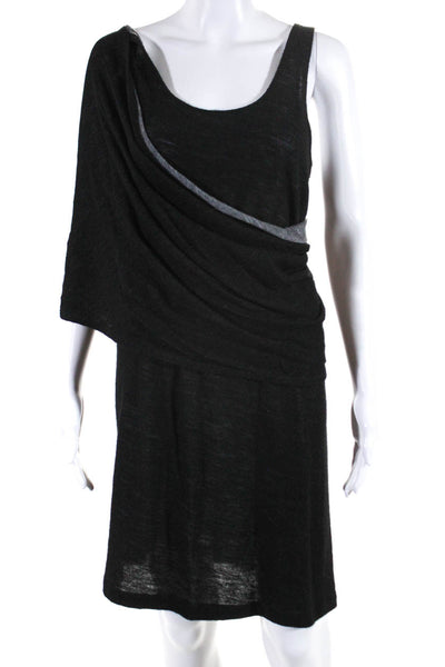 Donna Karan New York Womens Sleeveless Cowl Neck Knit Dress Black Size Large