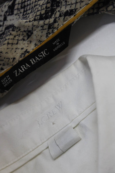 Zara Basic J Crew Women's Snakeskin Print V-Neck Blouse Beige Size M, Lot 2