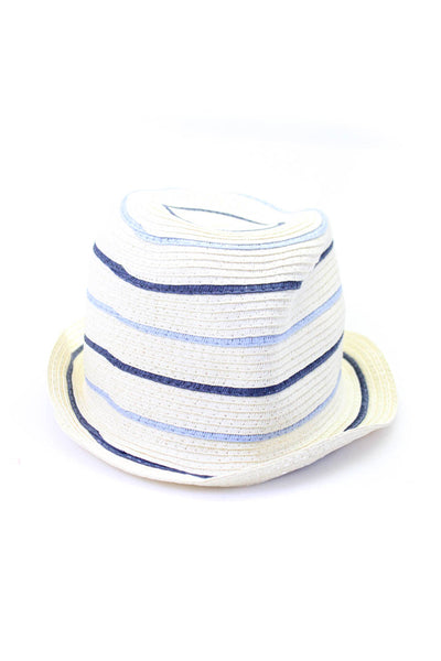 Genie by Eugenia Kim Womens Striped Straw Bucket Cloche Hat White Blue One Size