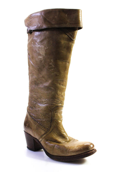 Frye Womens Leather Knee High Cuffed Boots Brown Size 8.5 B