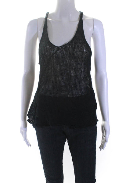 Margaret OLeary MOL Knits Womens Loose Knit Racerback Tank Top Navy Size Medium