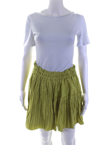 Apiece Apart Womens Asymmetrical Pleated Mini Circle Skirt Light Green Size 8