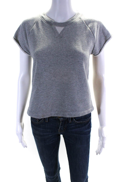 T Alexander Wang Womens Cotton Round Neck Short Sleeve T-Shirt Gray Size S