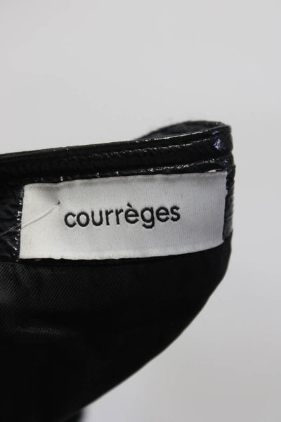 Courreges Womens Button Front Short Sleeve Faux Leather Dress Black Size IT 40