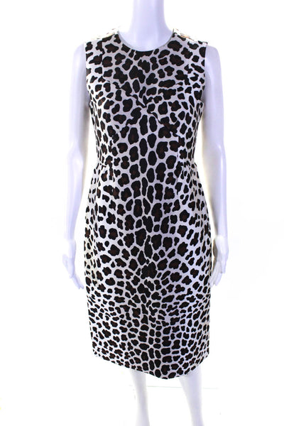 Marc By Marc Jacobs Women's Satin Leopard Print Sheath Dress Brown Size 4
