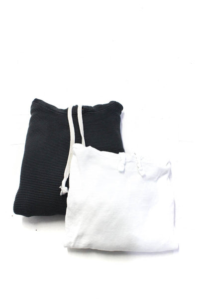 Faherty Women's Hood Long Sleeves Cropped Sweatshirt White Size M Lot 2
