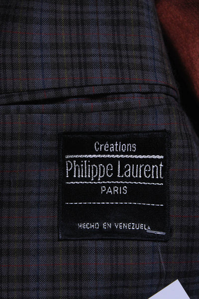 Philippe Laurent Mens Plaid Print Buttoned Collared Blazer Brown Size EUR40