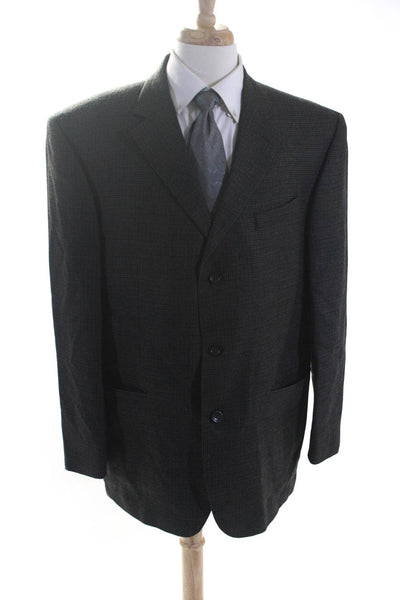 Oscar de la Renta Mens Lambswool Spotted Buttoned Blazer Jacket Brown Size EUR46