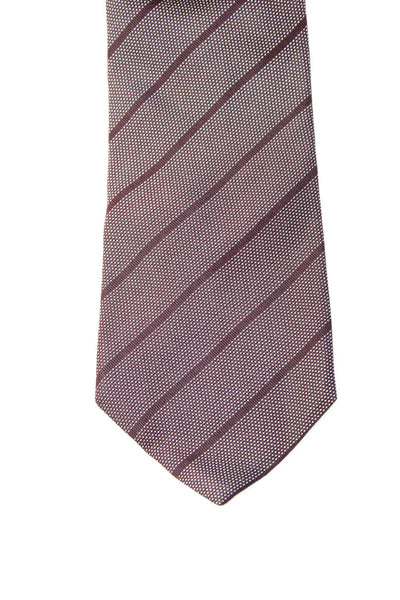 Dior Mens Striped Print Textured Classic Tie Burgundy Size One Size