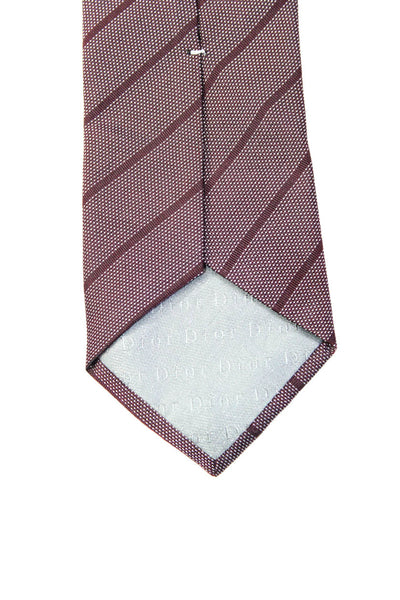 Dior Mens Striped Print Textured Classic Tie Burgundy Size One Size