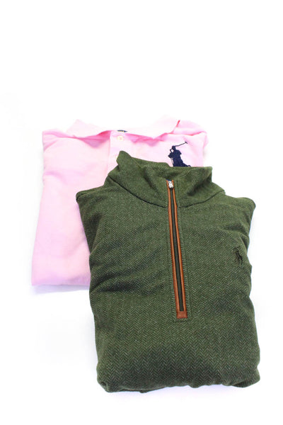 Polo Golf Ralph Lauren Men's Quarter Zip Long Sleeves Shirt Green Size S Lot 2