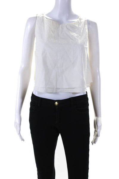 Apiece Apart Women's Linen Sleeveless Cropped Blouse White Size 8
