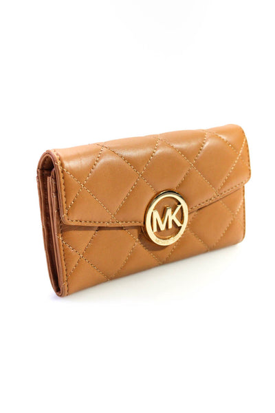 Michael Kors Women's Leather Quilted Anagram Wallet Brown