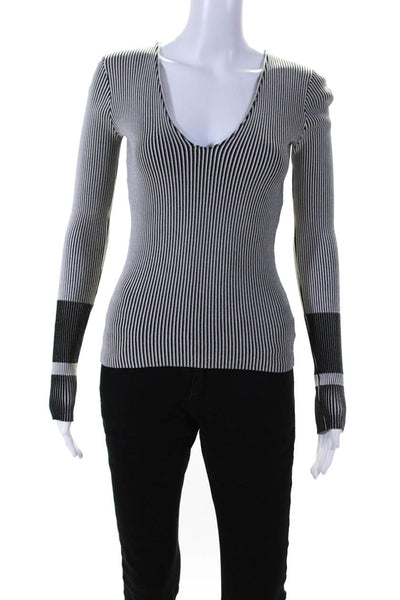 Theory Womens Optic Stripe Pullover Silver Size 0 11588660