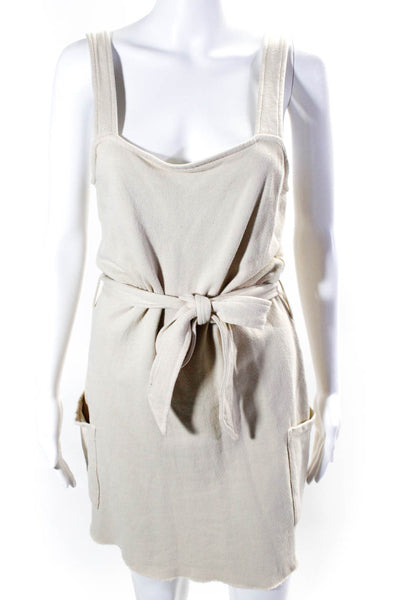 Philanthropy Womens Beige Cotton Square Neck Belt Sleeveless Mini Dress Size S