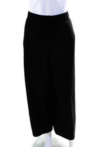 Oska Women's Elastic Waist Wide Leg Dress Pant Black  Dark Brown Size 2X