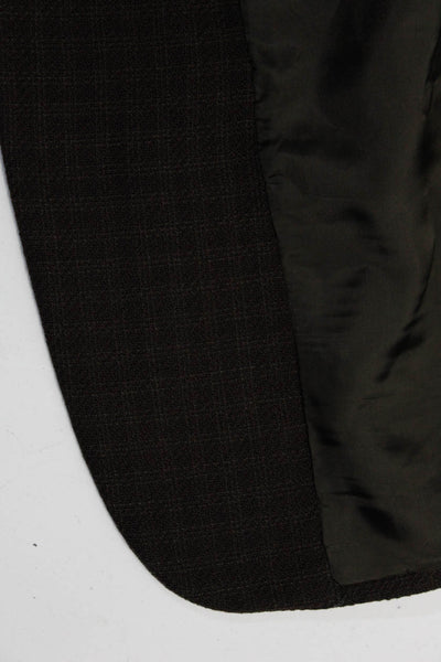 Giorgio Armani Mens Brown Wool Textured Two Button Long Sleeve Blazer Size 40R