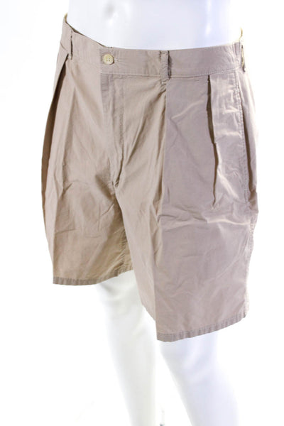 Polo Ralph Lauren Mens Cotton Pleated Buttoned Zipped Shorts Brown Size EUR38