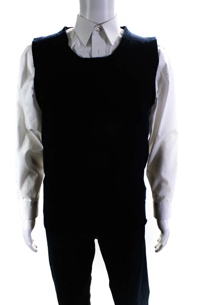J. Lindeberg Mens Lambswool Sleeveless Knitted Sweater Vest Navy Size L