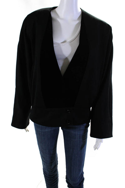 Tahari Vintage Womens Long Sleeves Button Closure Jacket Black Wool Size 14