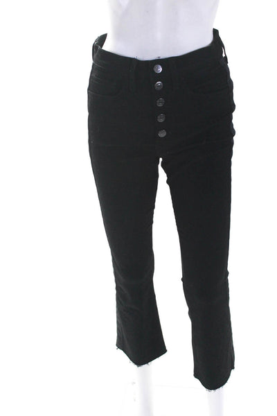 Veronica Beard Womens Cotton Blend Button Fly Mid-Rise Flare Jeans Black Size 26