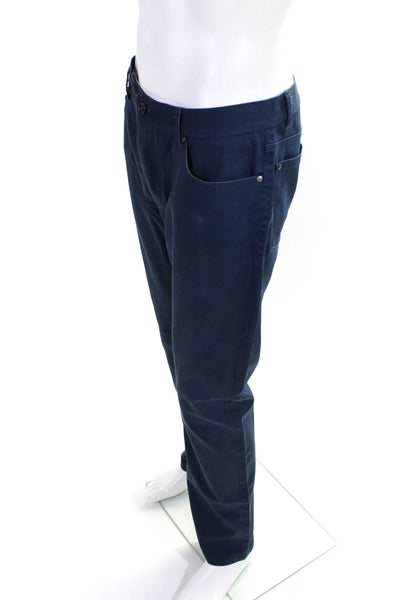 John Varvatos Mens Zipper Fly Straight Leg Trouser Pants Blue Cotton Size 34