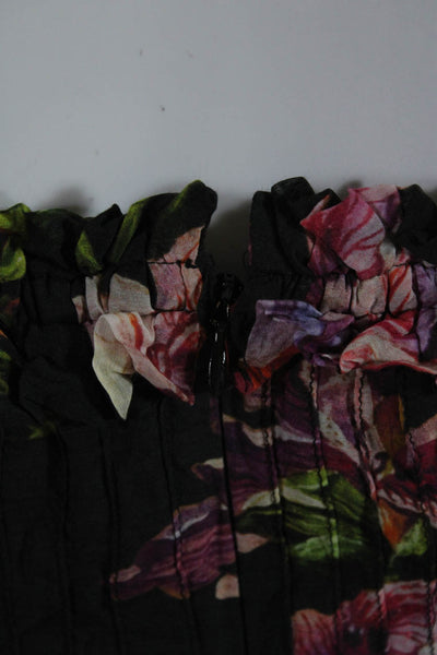 Intermix Womens Long Sleeve Floral Ruffle Off Shoulder A-line Dress Black Size P