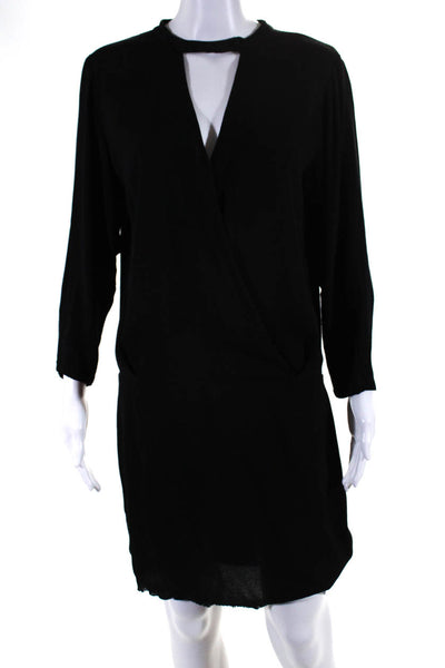 Ulla Johnson Women's Long Sleeve Cowl Neck Drape Shift Dress Black Size 6