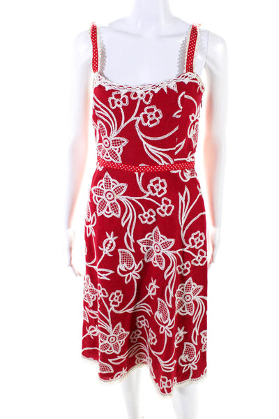 Cynthia Cynthia Steffe Womens Linen Floral Print Sleeveless Dress Red Size 2