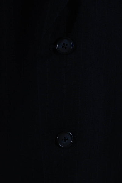 Hart Schaffner Marx Mens Navy Wool Striped Two Button Long Sleeve Blazer Size 46
