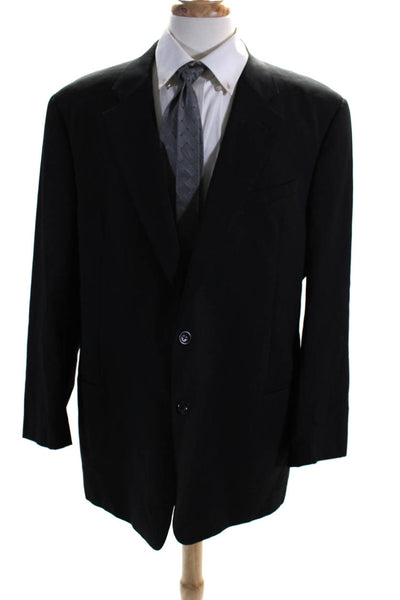 Armani Collezioni Mens Dark Gray Wool Striped Two Button Blazer Jacket Size 46L