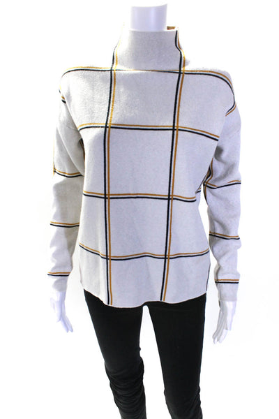 Tahari Women's Mock Neck Long Sleeves Stripe Pullover Sweater Size M